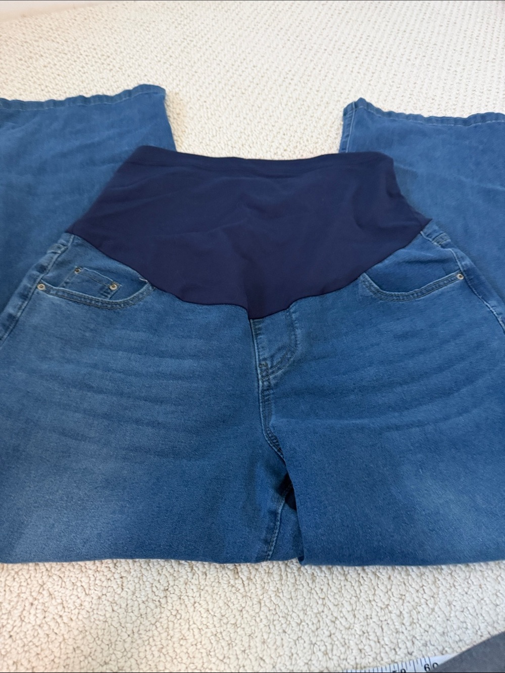 Amazon Maternity Wide Leg Jeans with Navy Stretch Panel